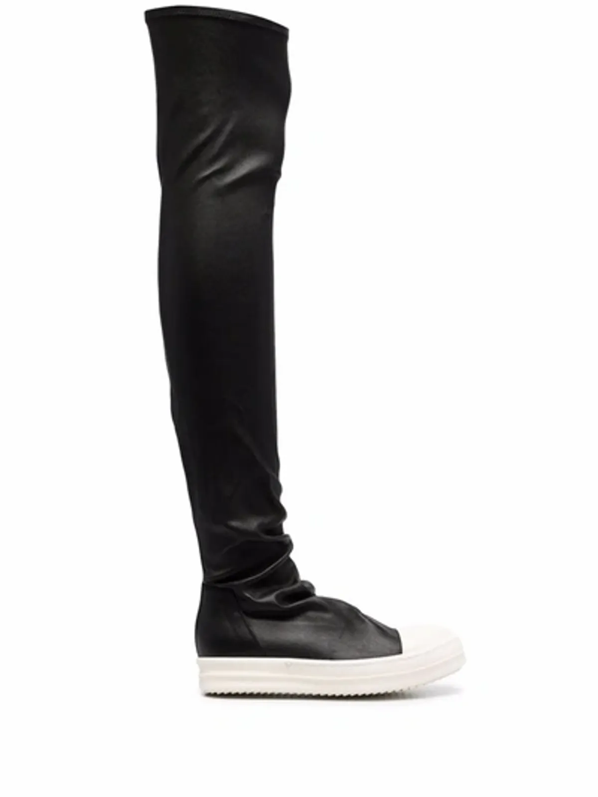 Rick Owens Stocking Over-the-Knee Leather Black Sneakers