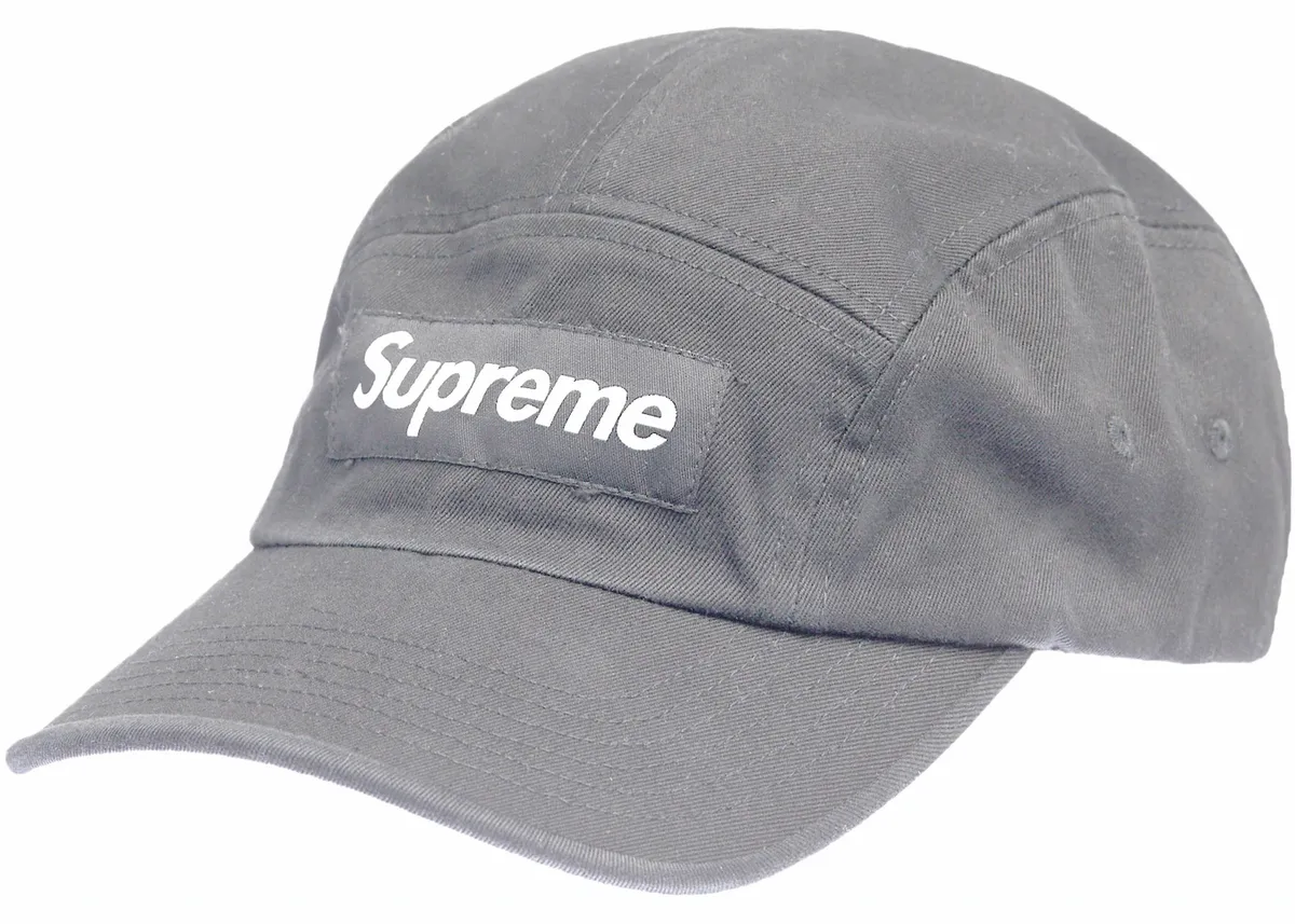 Supreme Washed Grey Chino Twill Camp Cap