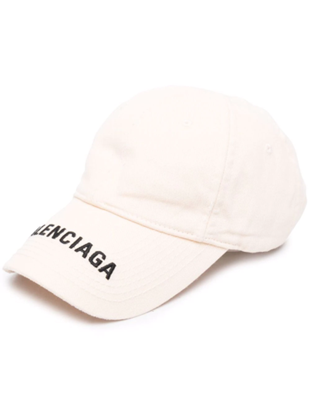 Balenciaga Cream Logo Embroidered Cotton Cap