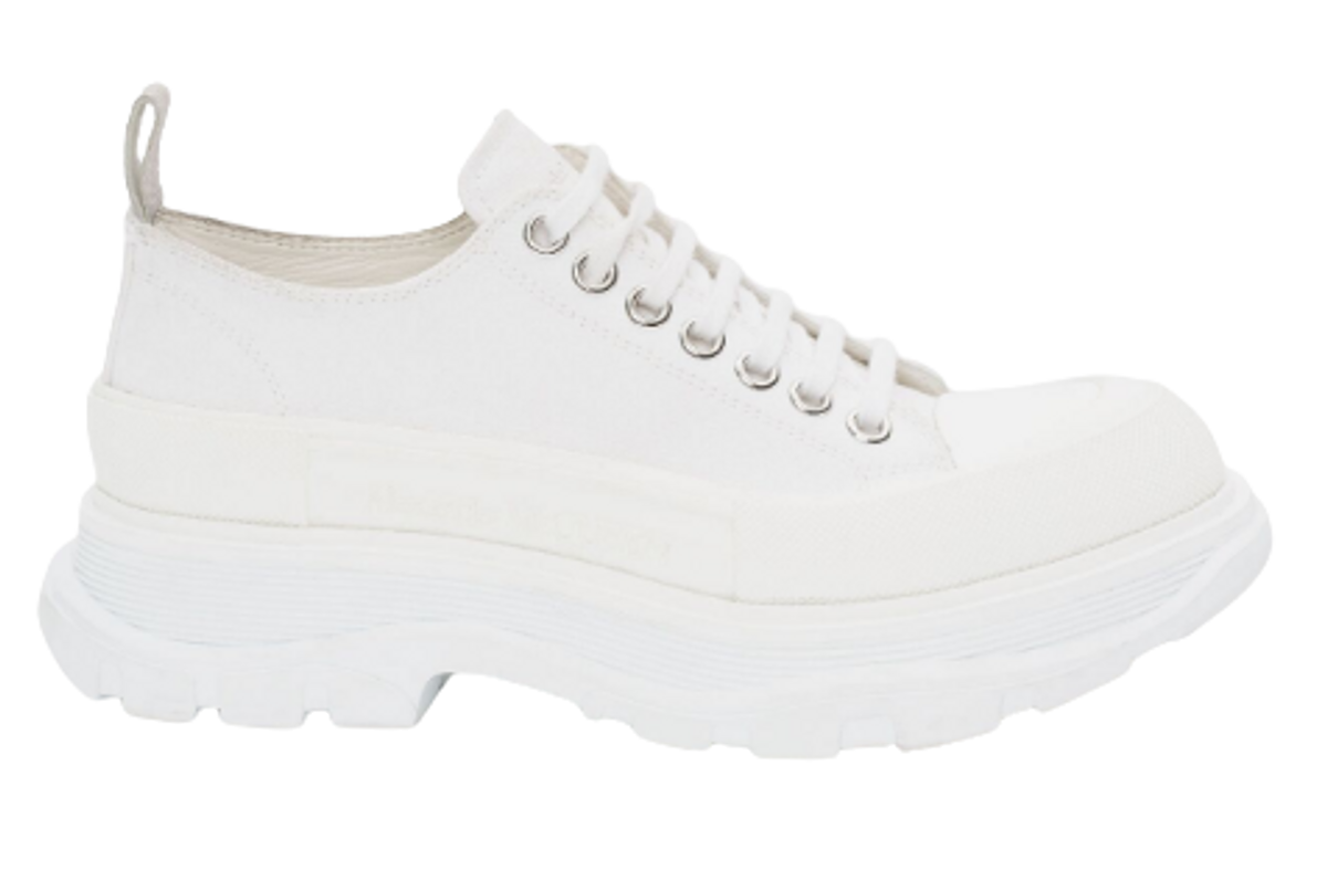 Alexander McQueen Tread Slick Lace Up White Sneakers
