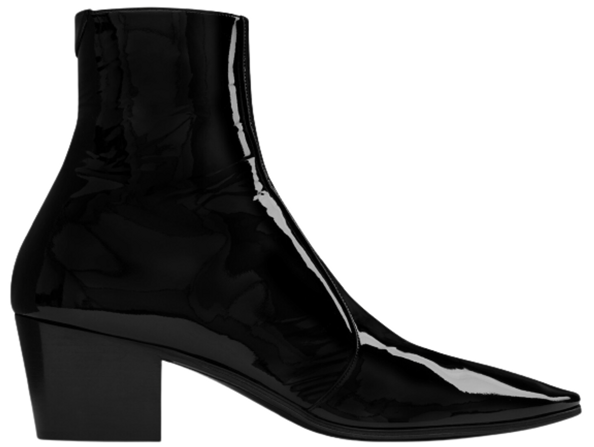 Saint Laurent Patent Leather Vassili Zipped Boots