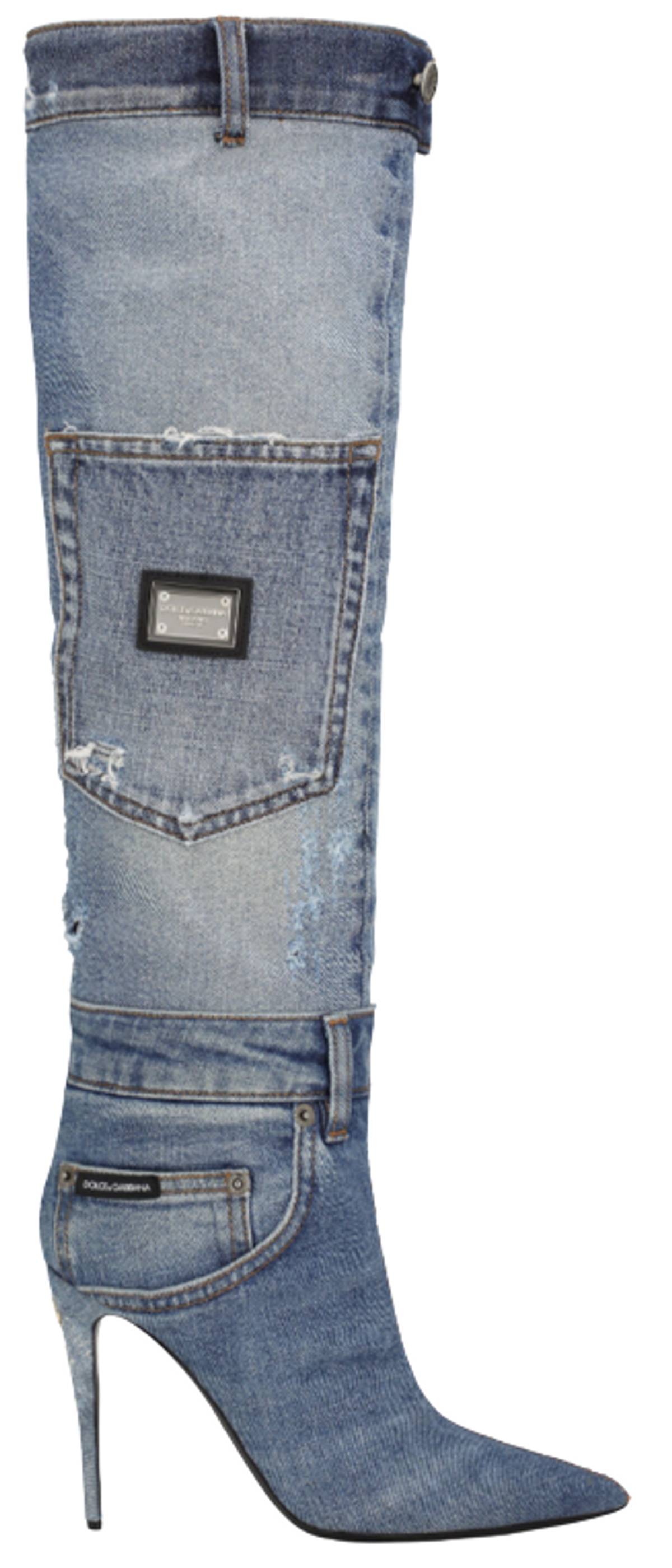Dolce & Gabbana Patchwork Blue Denim Boots