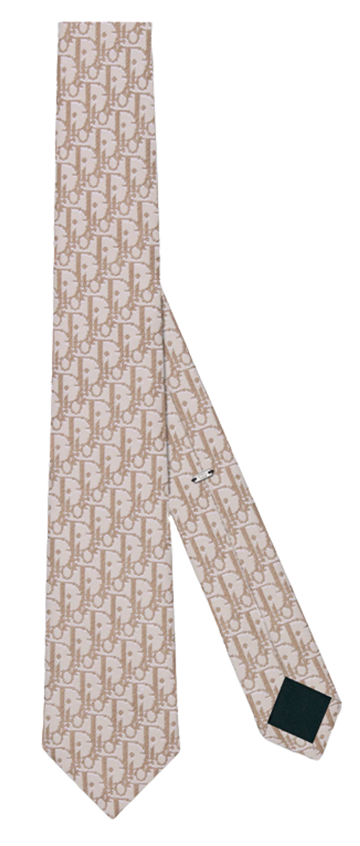 Dior Oblique Beige, Ecru and White Silk Pixel Tie