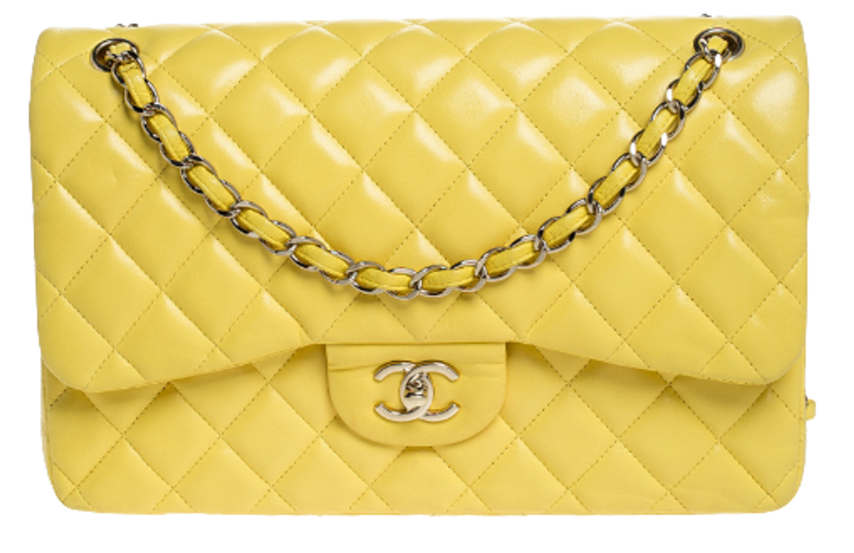 Chanel ellow Quilted Leather Jumbo Classic Double Flap Bag