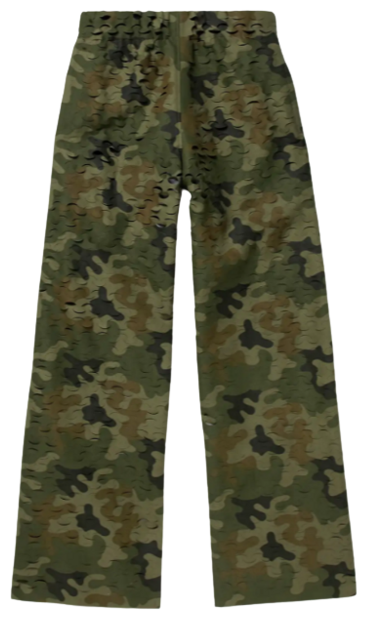 Dries Van Noten Wide Leg Camouflage Print Laser Cut Shell Trousers