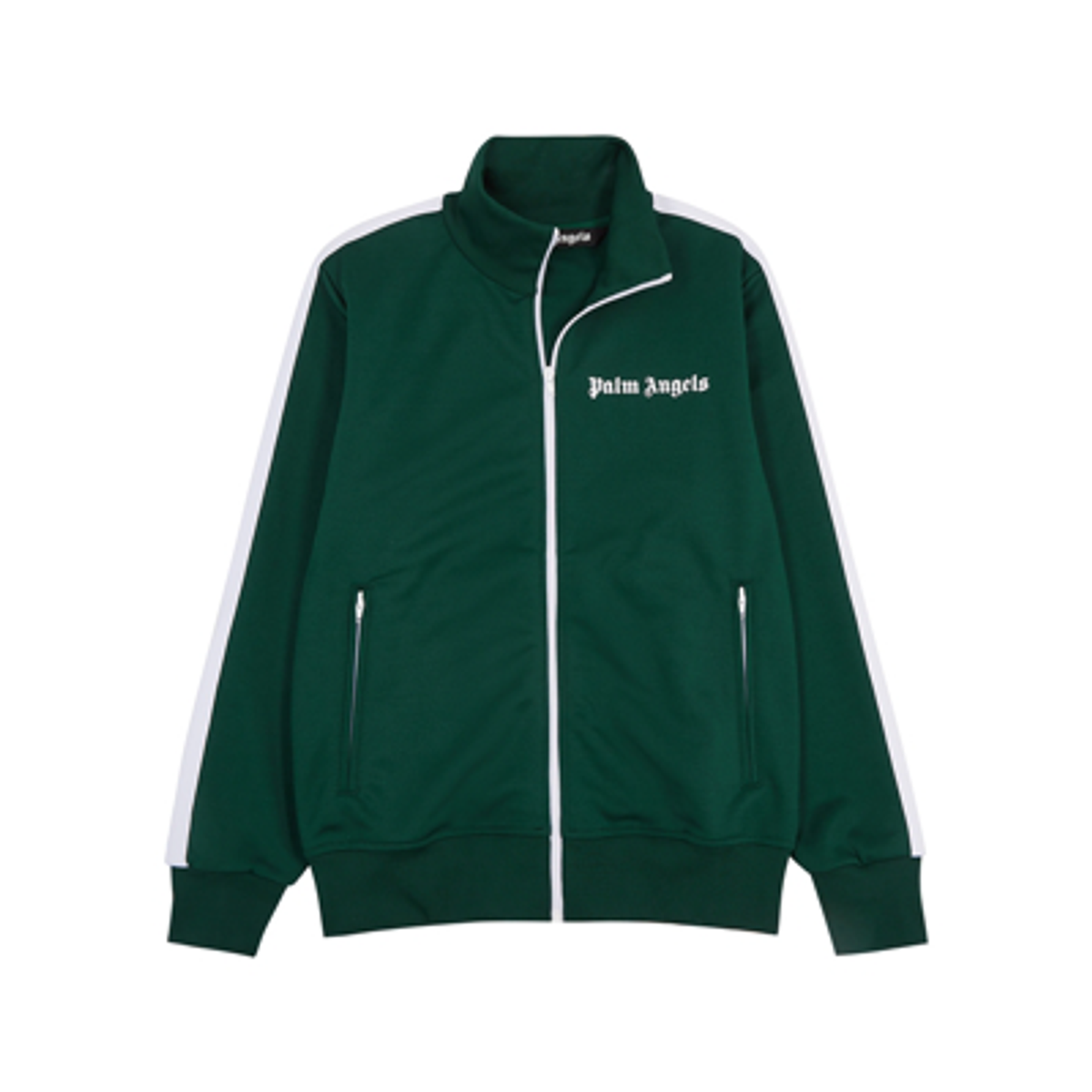Palm Angels Dark Green Striped Jersey Track Jacket | WHATâS ON THE STAR?
