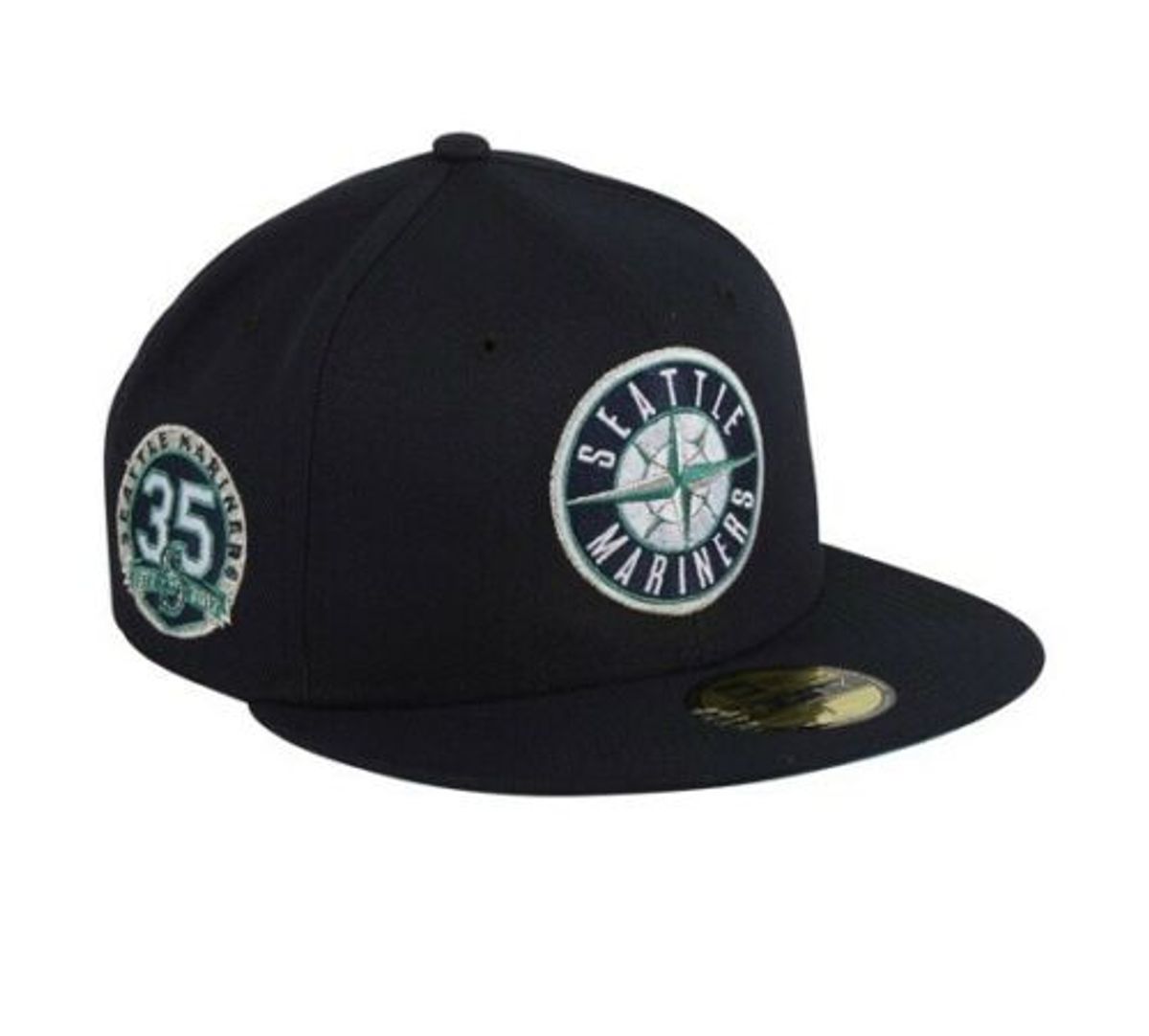 New Era 59Fifty Size 8 Seattle Mariners 35th Anniversary Patch Teal UV Hat Navy