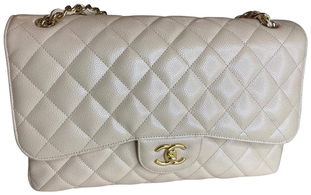 Chanel Beige Classic Jumbo Shoulder Bag