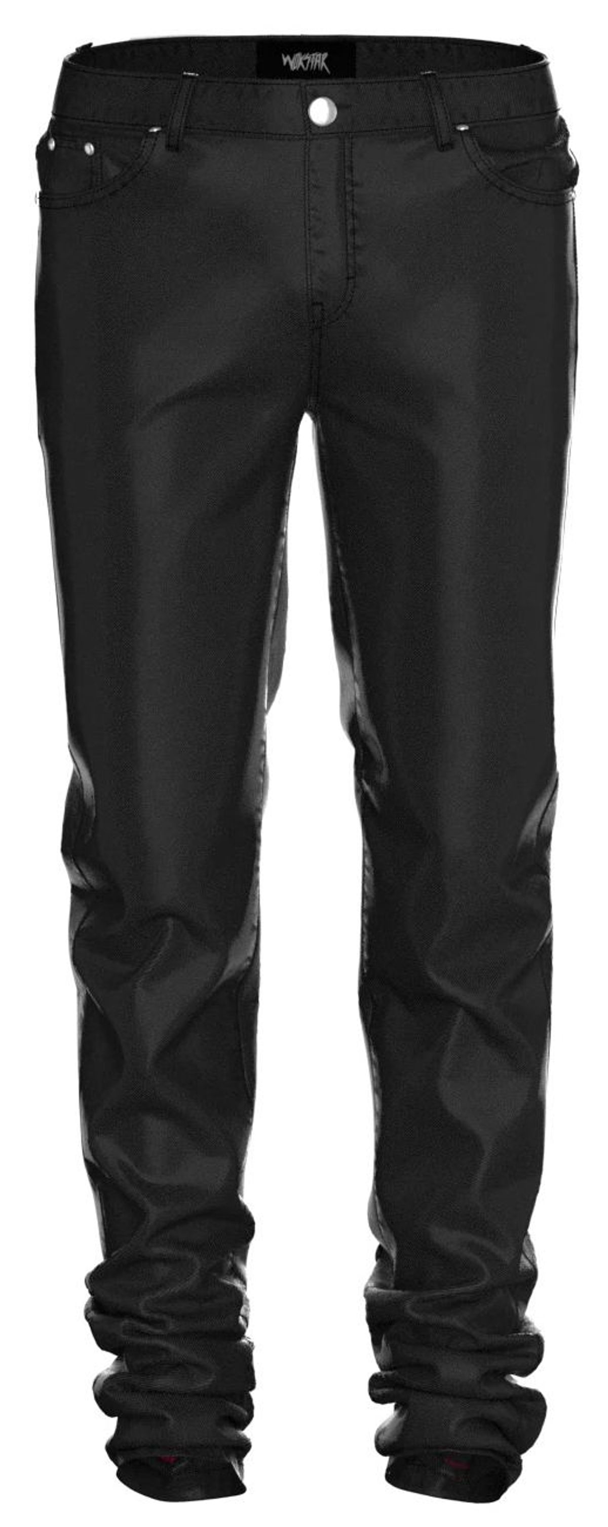 Wokstar Chenille Patch Coated Black Jeans