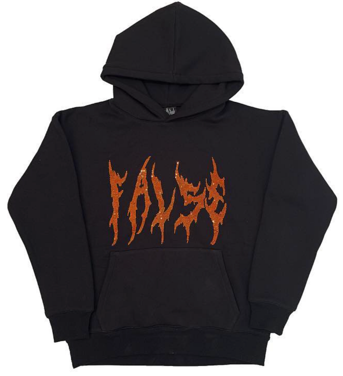 False 3 Headed Skull Rhinestone Black Hoodie