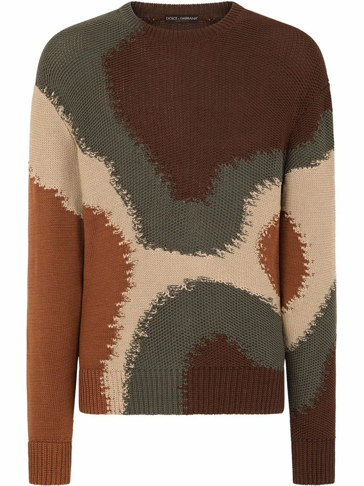 Dolce & Gabbana Cotton Round-Neck Camouflage Sweater