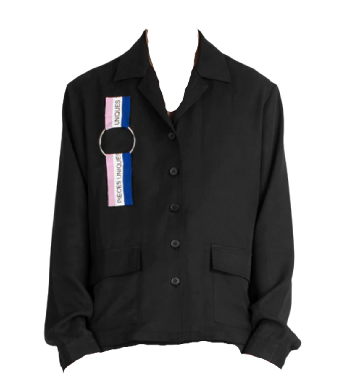 Pieces Uniques Black Ring Tricolor Tape Shirt