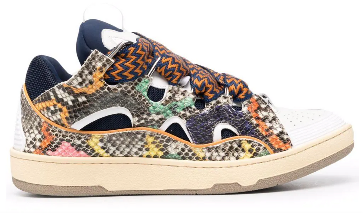 Lanvin Curb Snakeskin-Effect Multicolor Sneakers