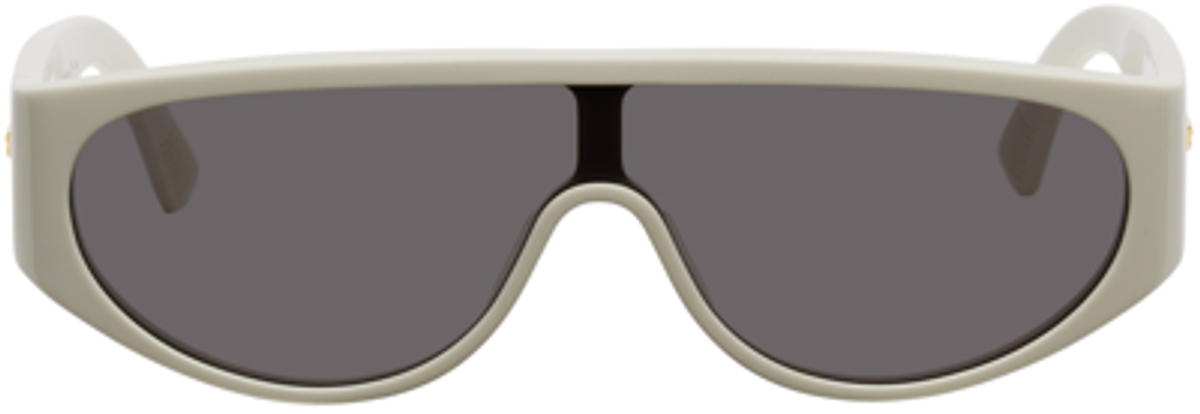 Bottega Veneta White And Gold Shield Sunglasses
