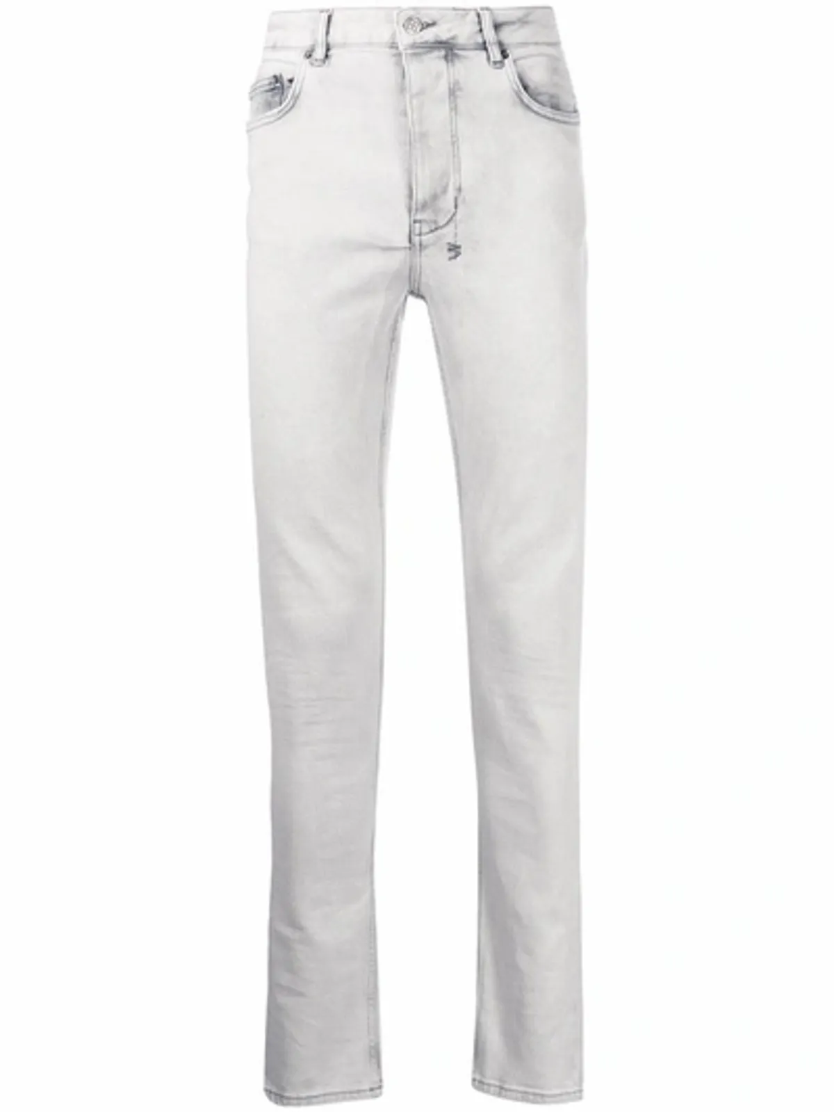 Ksubi Mid-rise Acid Wash Skinny Jeans In Grau