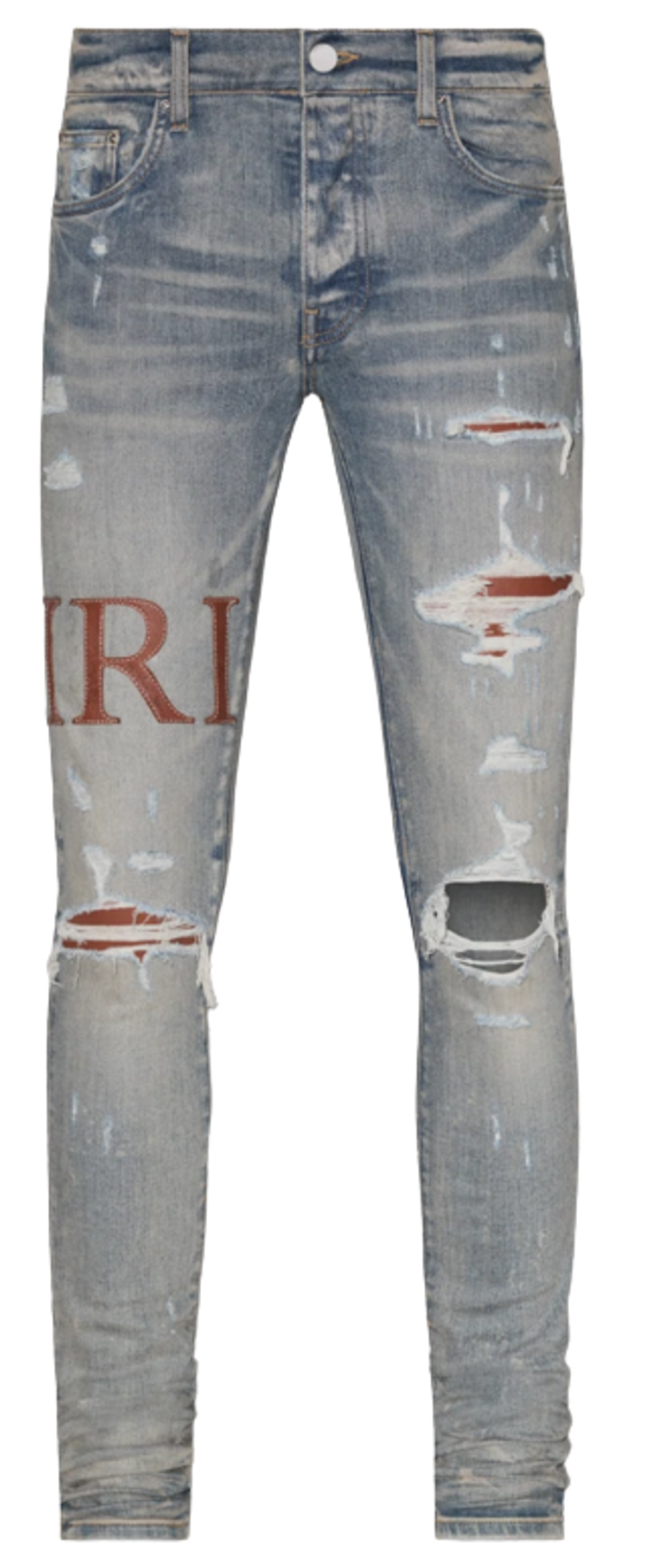 Amiri Leather Stitch Logo Clay Indigo Jeans