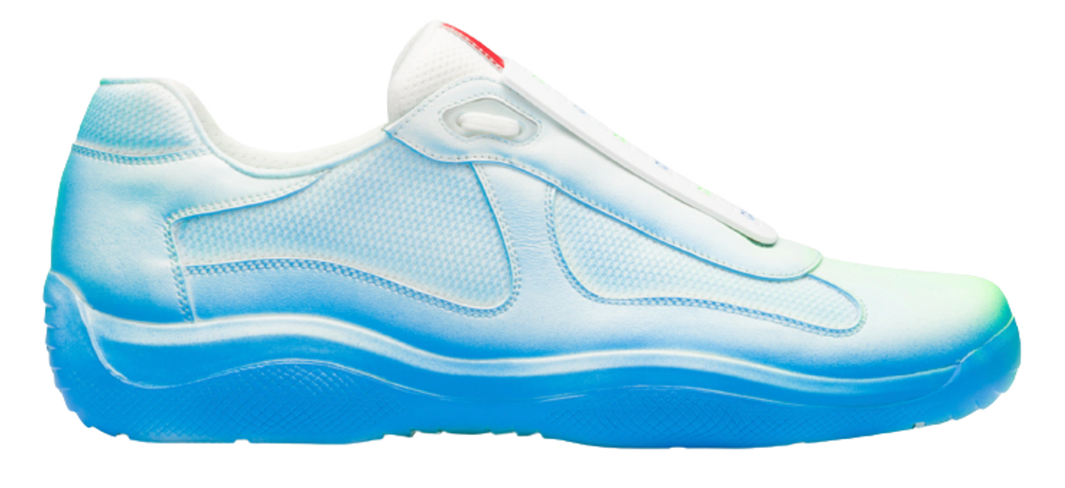 Prada × Cass Americas Cup Rel3ase R2-Neon Green-Blue Sneakers