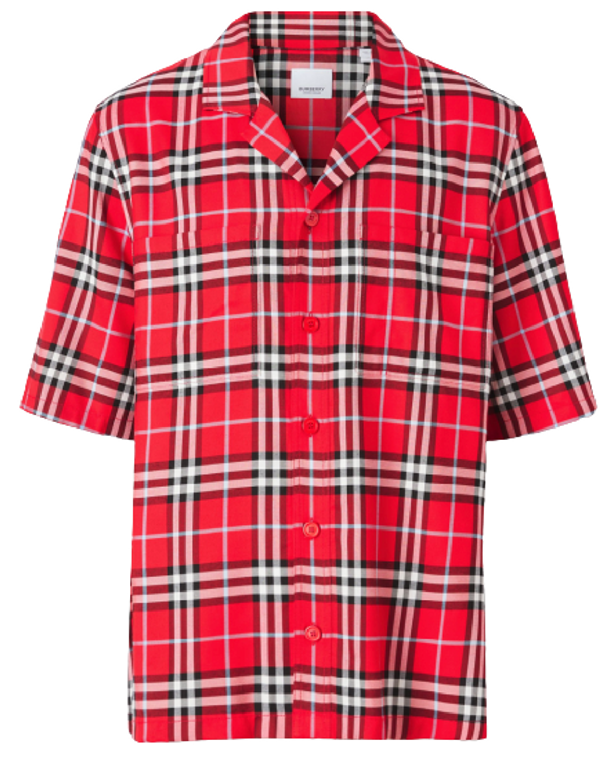 Burberry Short-Sleeve Check Chili Red Shirt