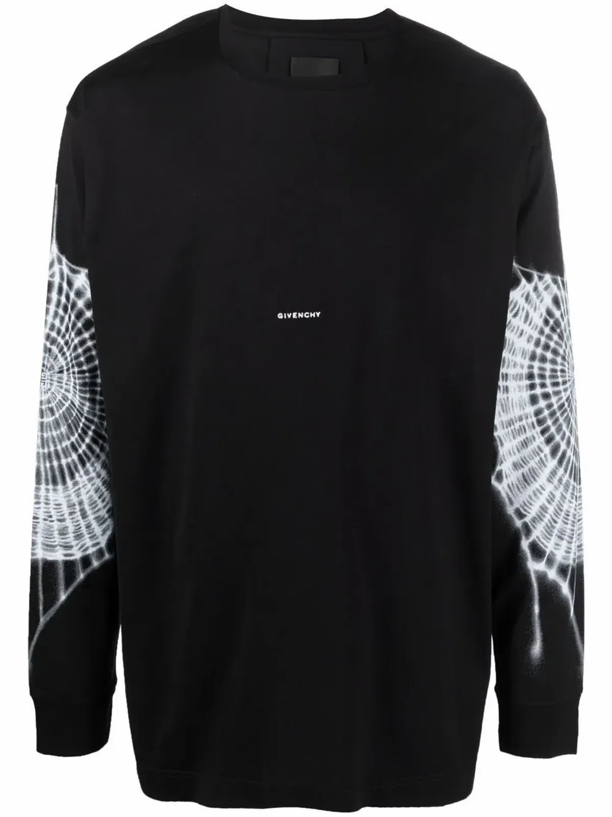 Givenchy Tag Effect Spiderweb Print Long Sleeve T-Shirt