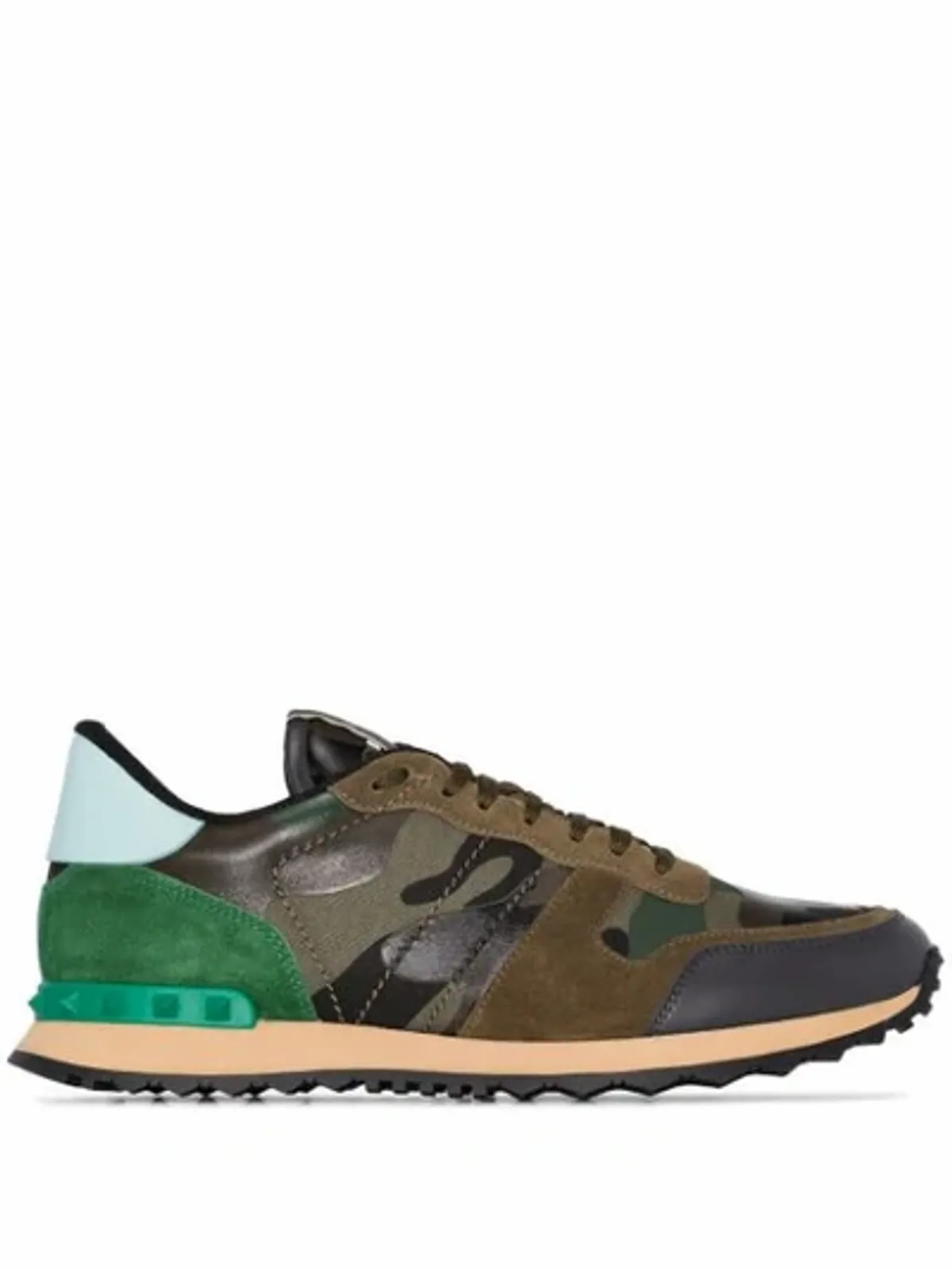 Valentino Garavani Rockrunner Camouflage Sneakers In Green