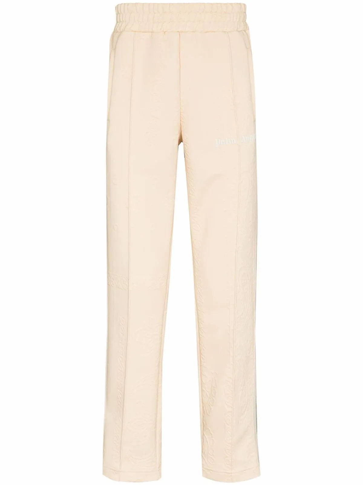 Palm Angels Beige Side-Stripe Bandana-Embossed Track Pants
