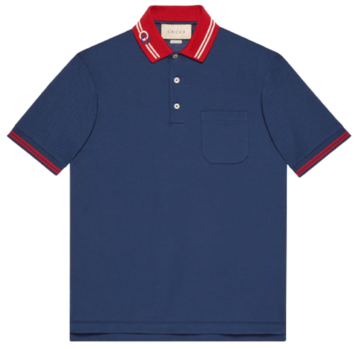 Gucci Interlocking G Cotton Piquet Blue Polo Shirt