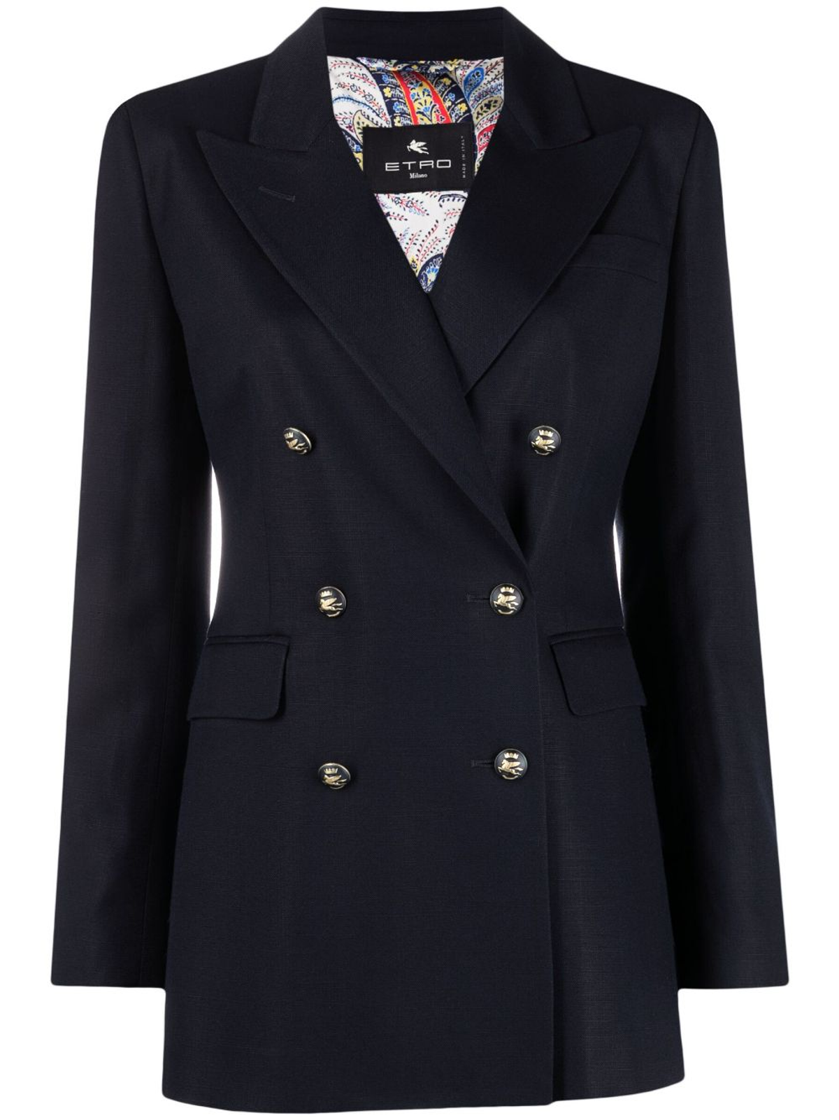 Etro Blu Button-Detail Double-breasted Blazer
