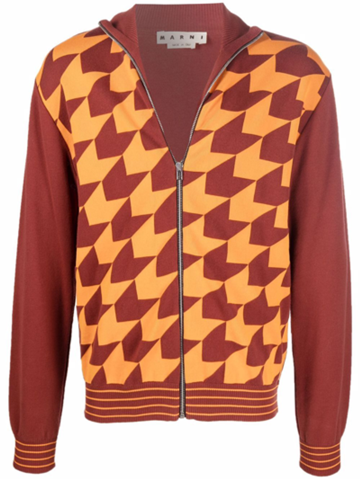 Marni Chevron Jacquard Orange Cardigan