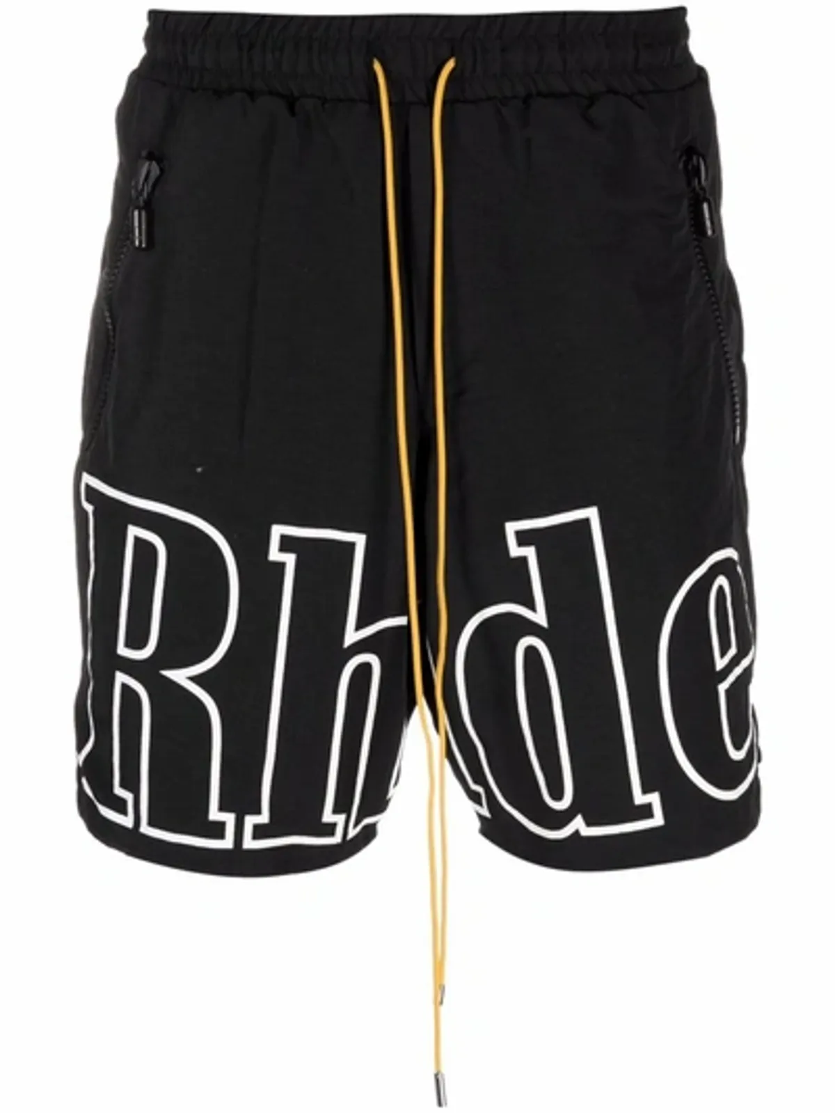 Rhude Logo Print Drawstring Black Track Shorts