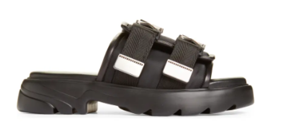 Bottega Veneta Black Double-Buckle Leather Slides