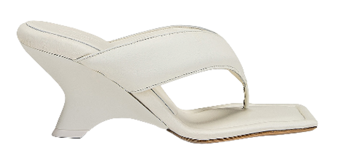 Gia Borghini Leather Wedge White Sandals