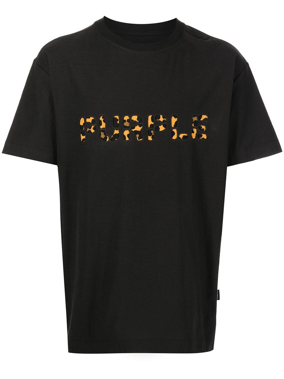 Purple Brand Leopard-effect Embroidered-logo T-shirt In Black