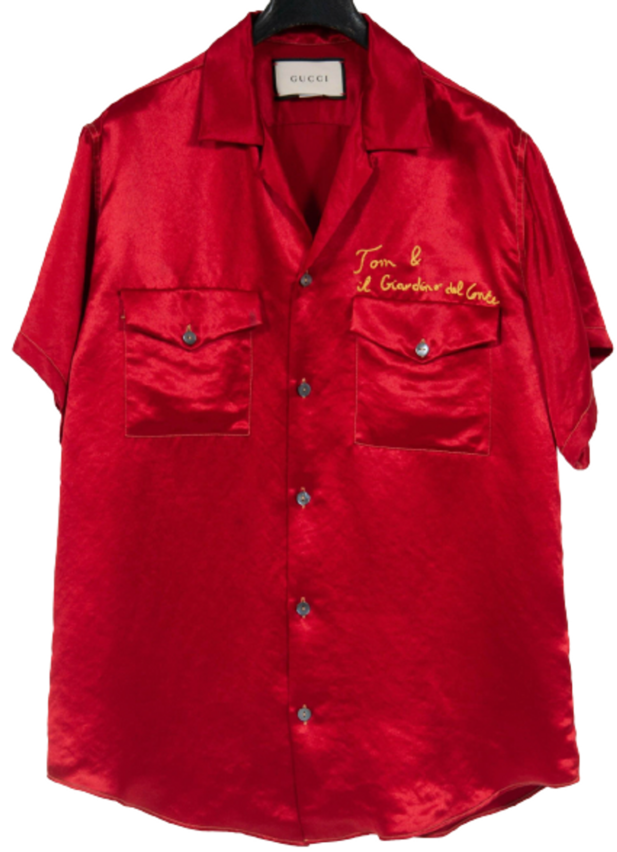 Gucci Blind For Love Satin Red Bowling Shirt