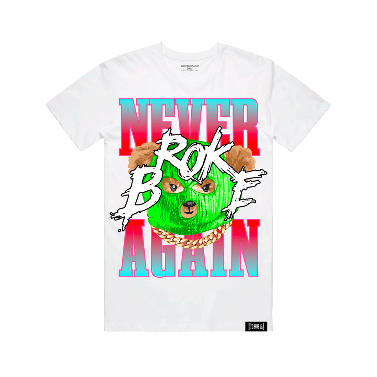NBA YoungBoy Merch White Ski Mask Bear T-Shirt