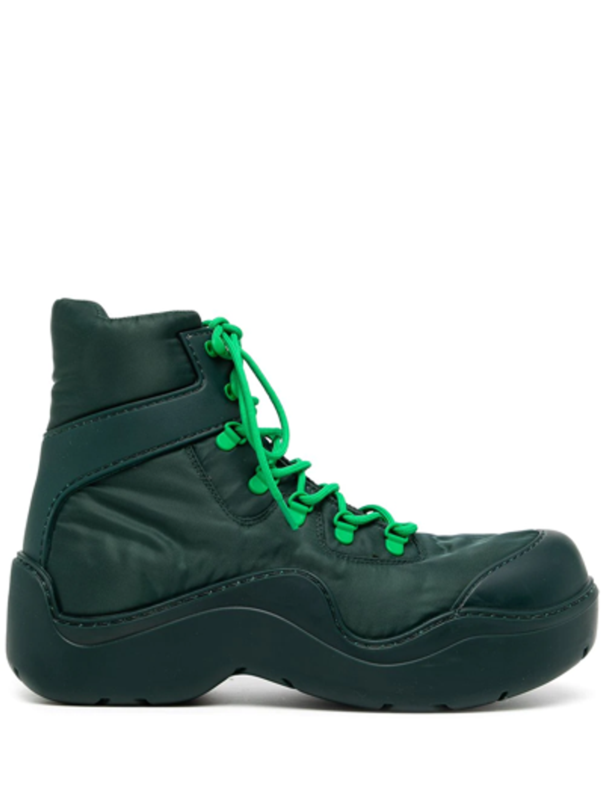 Bottega Veneta Puddle Bomber Green Lace Up Boots