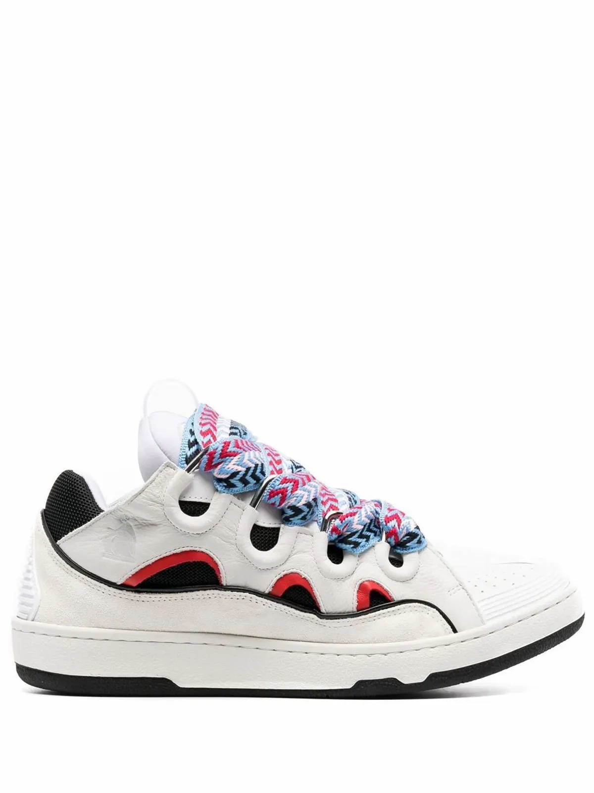 Lanvin Curb Contrast-trimmed Leather And Mesh Low-top Trainers In White