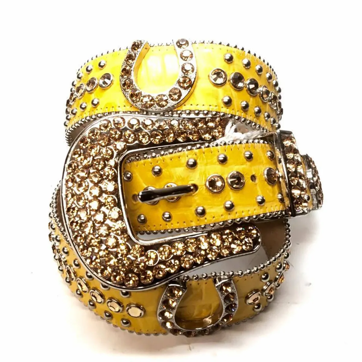 B.B. Simon Yellow Horseshoe Crystal Belt