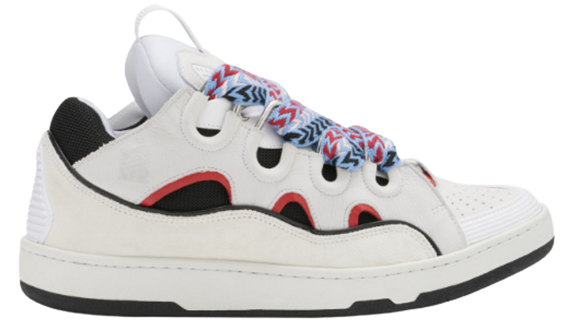 Lanvin Leather Curb White Sneakers