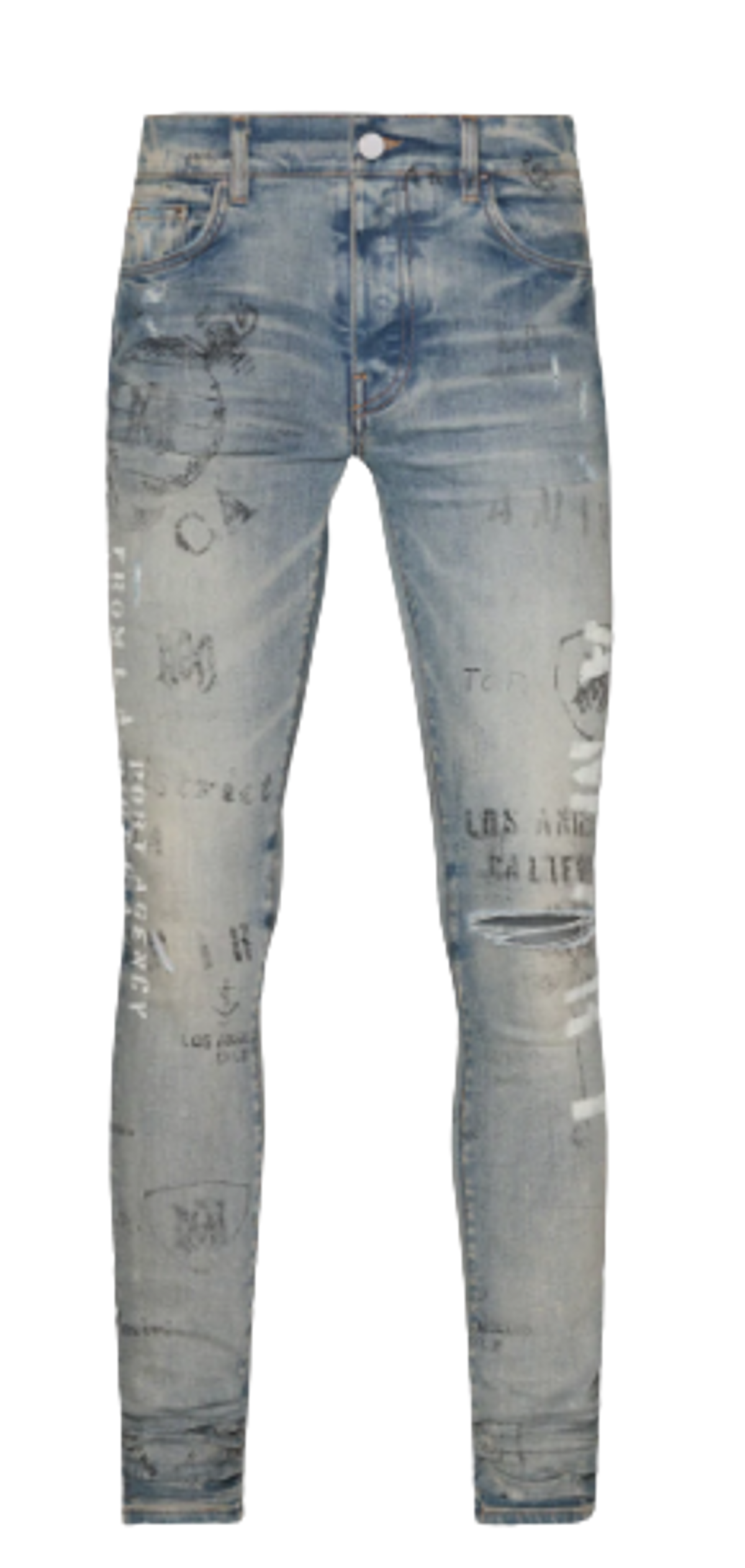 Amiri Clay Indigo Military Stencil Jeans