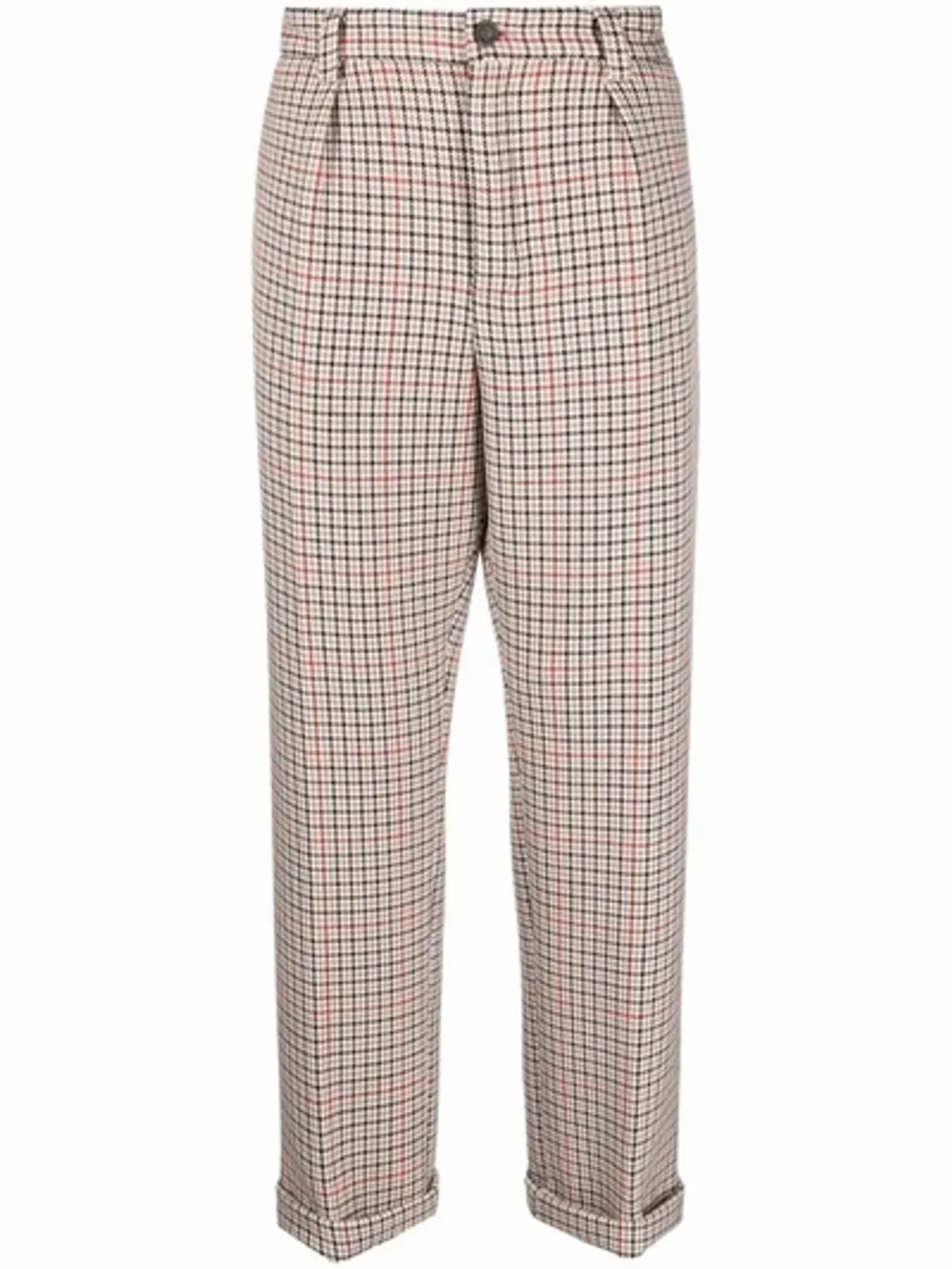 Hugo Boss Checked Cropped Trousers In Neutrals