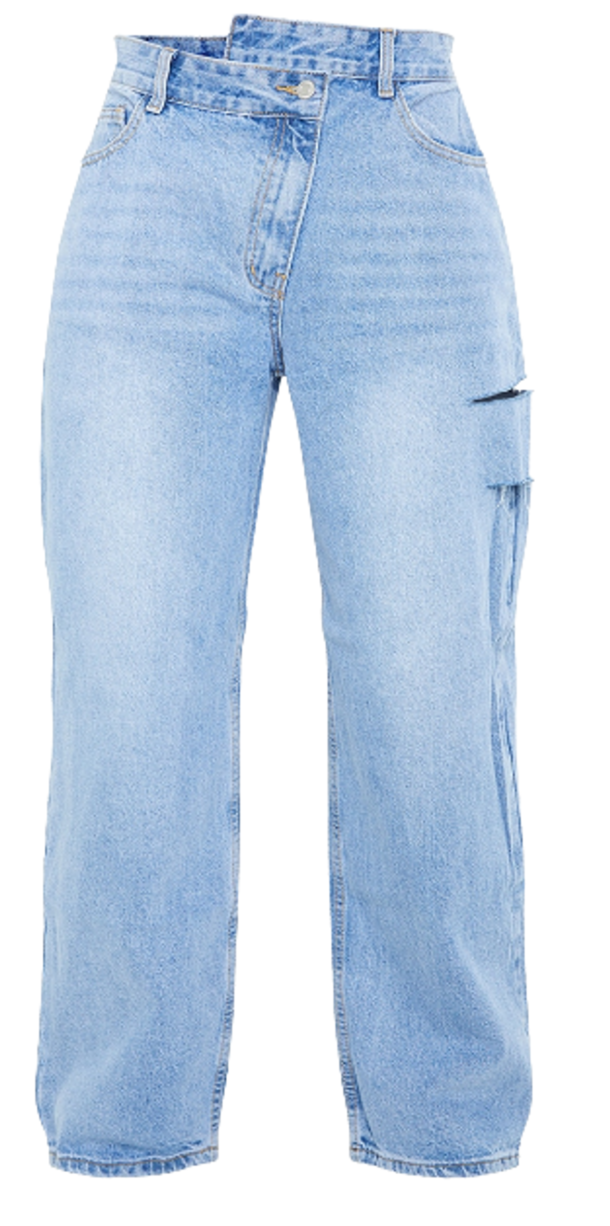 Pretty Little Thing Blue Wash Split Jeans