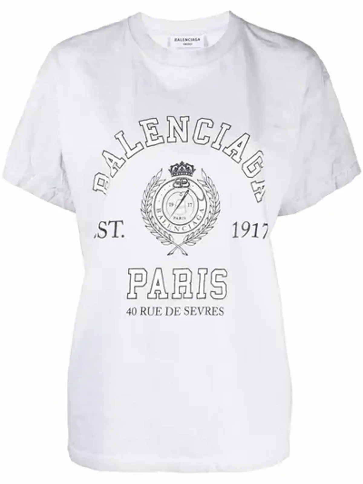 Balenciaga College 1917 Paris-logo Cotton-jersey T-shirt In Grey