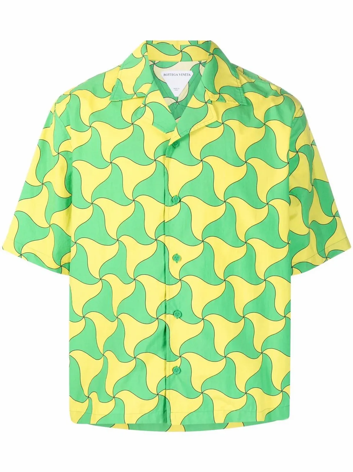 Bottega Veneta Geometric-Print Short-Sleeved Boxy-fit Shell Shirt