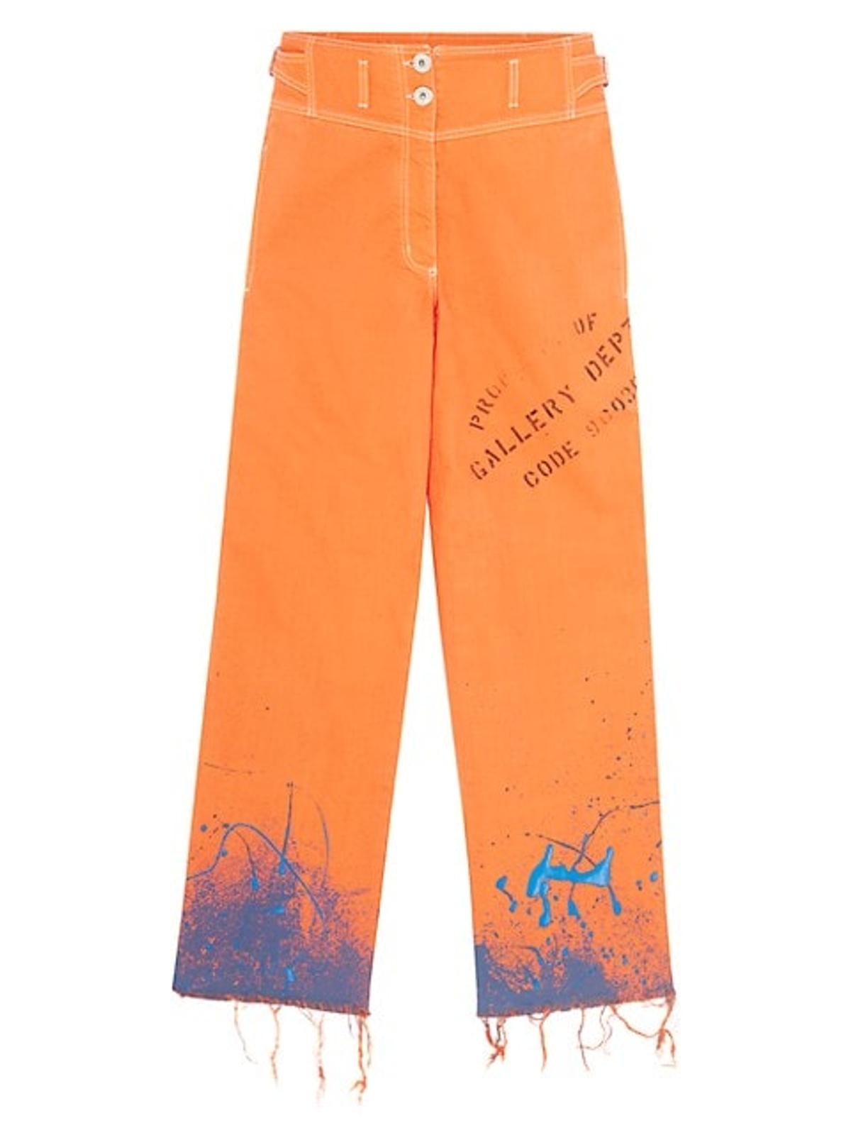 Lanvin Buttoned Orange Splashed Detail Distressed Jeans