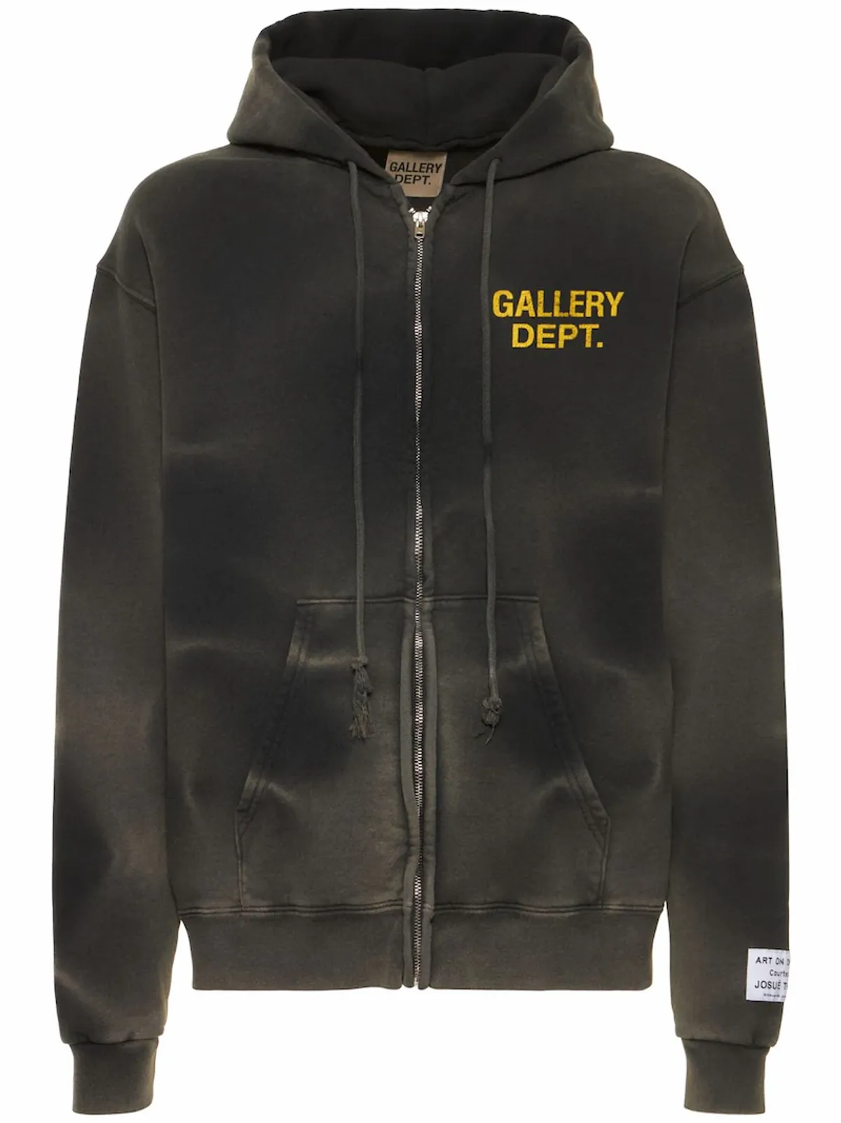 Gallery Dept. Logo-print Tie-dyed Cotton-jersey Zip-up Hoodie In Black