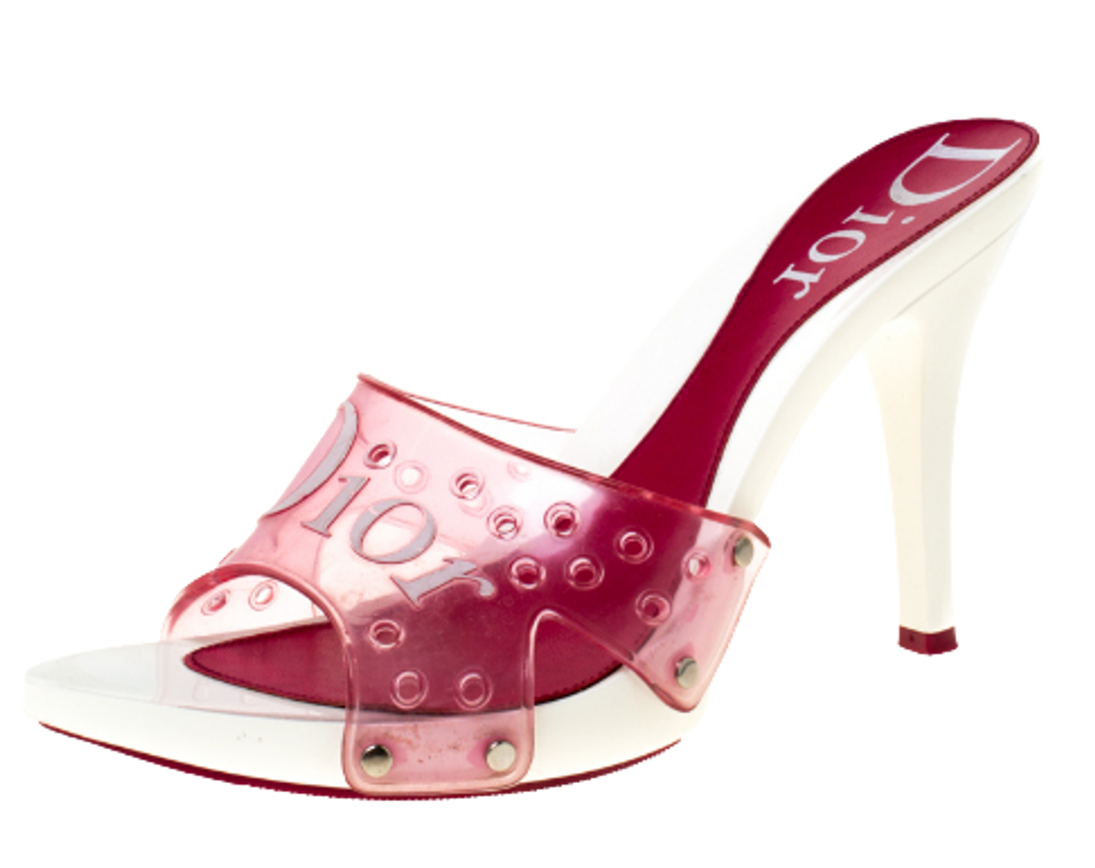 Dior Pink Pvc Logo Open Toe Sandals