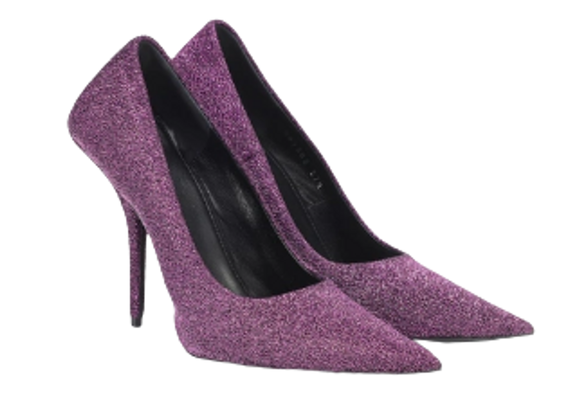 Balenciaga Square Knife Purple Glitter Pumps