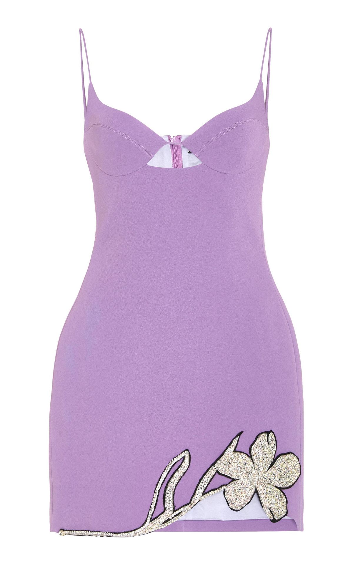 David Koma Crystal-embellished Appliquéd Cady Mini Dress In Purple