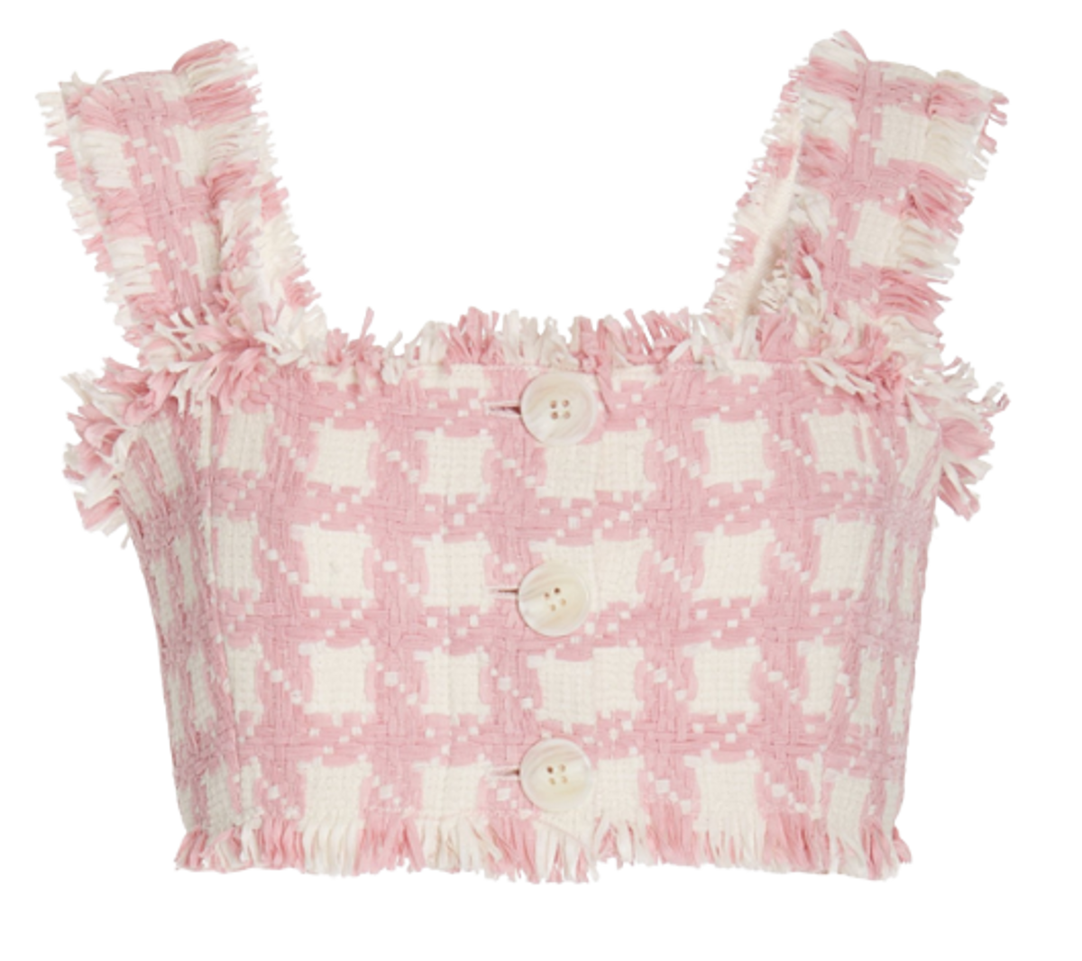 Oscar de la Renta Gingham Tweed Cropped Tank Top