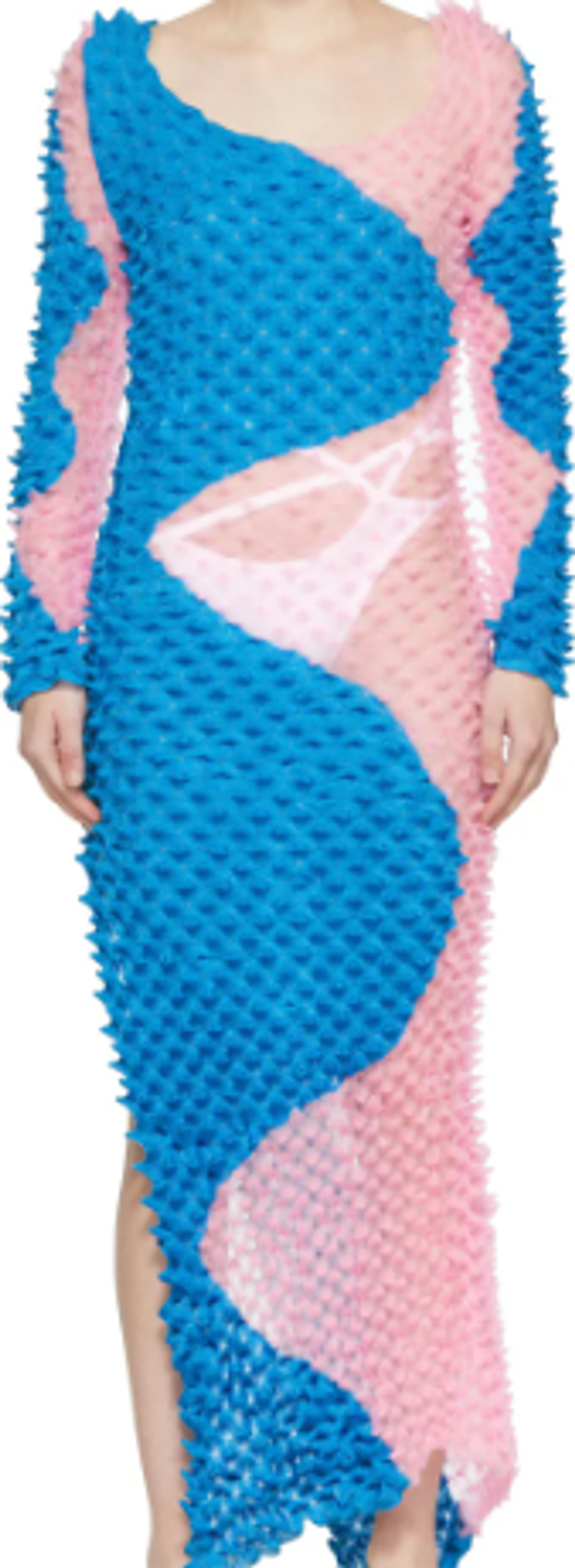 Chet Lo Pink & Blue Tidal Midi Dress